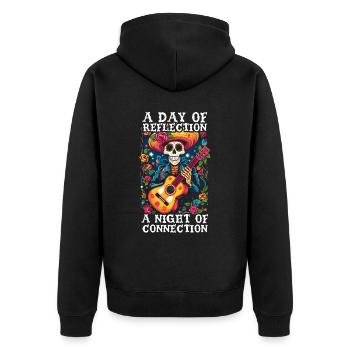 Dia de los Muertos Sugar Skull Mexikanischer Feiertag - Unisex Premium Bio Zip Hoodie - Schwarz - Hinten - Nico (187cm)