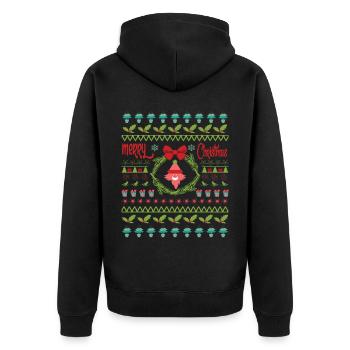 Frohes Fest an Weihnachten - Unisex Premium Bio Zip Hoodie - Schwarz - Hinten - Nico (187cm)