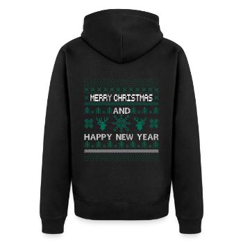 Joyeux Noël et Joyeux réveillon de Noël - Veste à capuche bio Premium Unisexe - noir - Dos - Nico (187cm)
