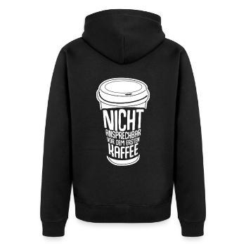 Kaffee Kaffeebecher Kaffeetrinker - Unisex Premium Bio Zip Hoodie - Schwarz - Hinten - Nico (187cm)