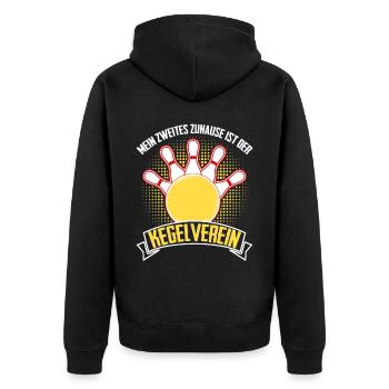 Kegelverein Kegeln Kegler - Unisex Premium Bio Zip Hoodie - Schwarz - Hinten - Nico (187cm)