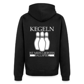 Kegeln Bowling Kegler Kegelverein - Unisex Premium Bio Zip Hoodie - Schwarz - Hinten - Nico (187cm)