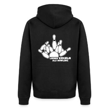 Kegeln Kegelverein Kegler Kegelbahn - Unisex Premium Bio Zip Hoodie - Schwarz - Hinten - Nico (187cm)