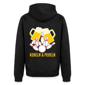Kegeln Bier trinken Kegler Kegelverein - Unisex Premium Bio Zip Hoodie - Schwarz - Hinten - Nico (187cm)