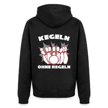 Kegeln Regeln Kegelbahn Kegelverein - Unisex Premium Bio Zip Hoodie - Schwarz - Hinten - Nico (187cm)