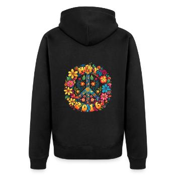 Flower Power Hippie Birthday - May 2016 - Unisex Premium Organic Zip Hoodie - black - Back - Nico (187cm)