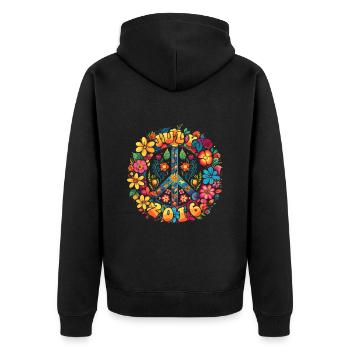 Flower Power Hippie Birthday - July 2016 - Unisex Premium Organic Zip Hoodie - black - Back - Nico (187cm)