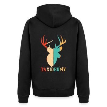 Retro Präparator Werkzeuge Tiere Liebhaber Taxidermie - Unisex Premium Bio Zip Hoodie - Schwarz - Hinten - Nico (187cm)