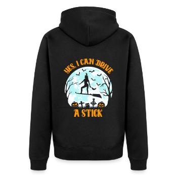 Yes I Can Drive A Stick: Lustige Halloween Hexe - Unisex Premium Bio Zip Hoodie - Schwarz - Hinten - Nico (187cm)