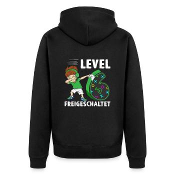 Level 6 Jahre Geburtstagsshirt Gamer 2017 - Unisex Premium Bio Zip Hoodie - Schwarz - Hinten - Nico (187cm)
