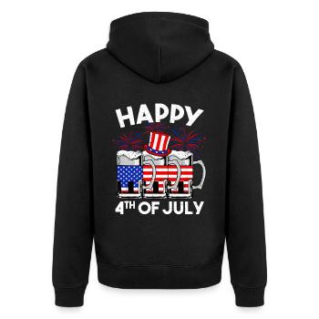 USA America American Independence Day 4th of July - Unisex Premium Organic Zip Hoodie - black - Back - Nico (187cm)