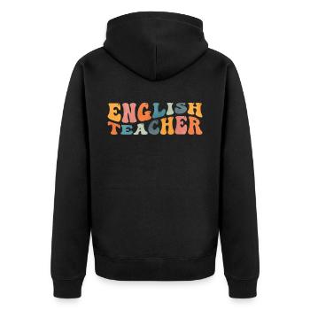 Groovy English Teacher Grammar Literature - Veste à capuche bio Premium Unisexe - noir - Dos - Nico (187cm)