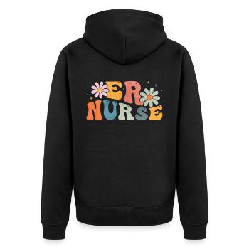 Groovy ER Infirmière d’urgence - Veste à capuche bio Premium Unisexe - noir - Dos - Nico (187cm)