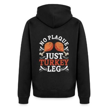 Mittelalterfest Mittelaltermarkt Just Turkey Leg - Unisex Premium Bio Zip Hoodie - Schwarz - Hinten - Nico (187cm)