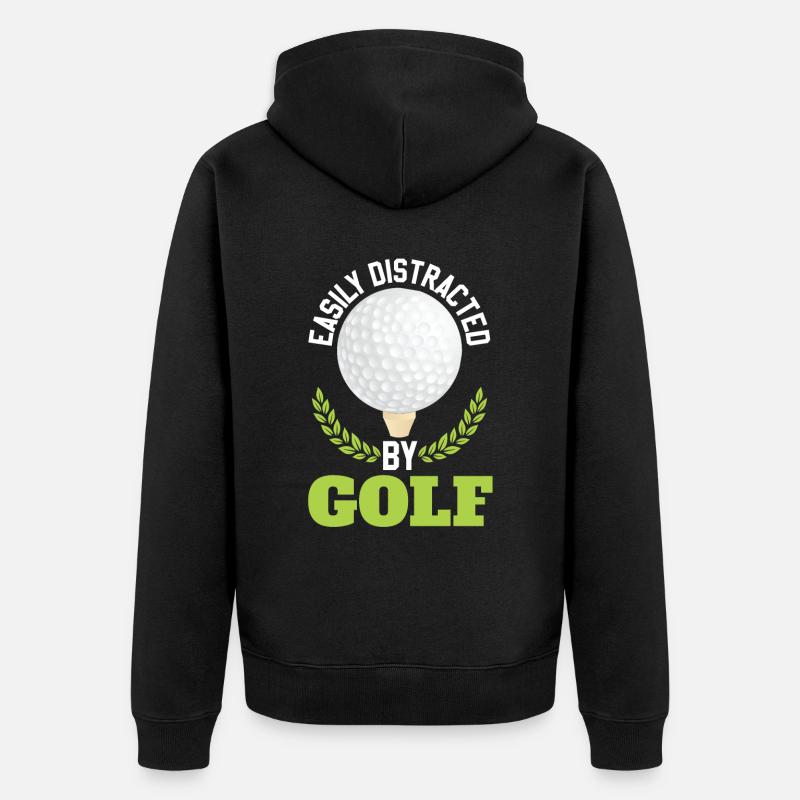 Facilement distrait par le golf - Veste à capuche bio Premium Unisexe - noir