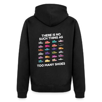To Many Shoes Sneaker Sneakers - Unisex Premium Organic Zip Hoodie - black - Back - Nico (187cm)