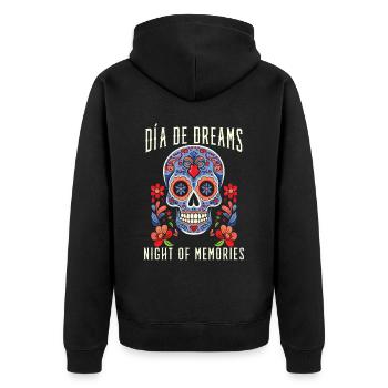 Dia de los Muertos Sugar Skull Mexikanischer Feiertag - Unisex Premium Bio Zip Hoodie - Schwarz - Hinten - Nico (187cm)