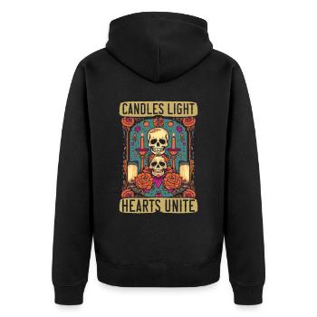 Dia de los Muertos Sugar Skull Mexikanischer Feiertag - Unisex Premium Bio Zip Hoodie - Schwarz - Hinten - Nico (187cm)