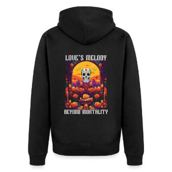 Dia de los Muertos Sugar Skull Mexikanischer Feiertag - Unisex Premium Bio Zip Hoodie - Schwarz - Hinten - Nico (187cm)