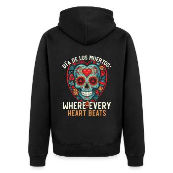 Dia de los Muertos Sugar Skull Mexikanischer Feiertag - Unisex Premium Bio Zip Hoodie - Schwarz - Hinten - Nico (187cm)