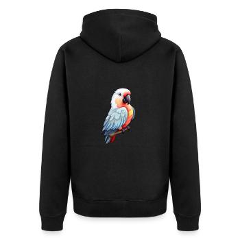 Bunter Papagei im Comic-Stil - Unisex Premium Bio Zip Hoodie - Schwarz - Hinten - Nico (187cm)