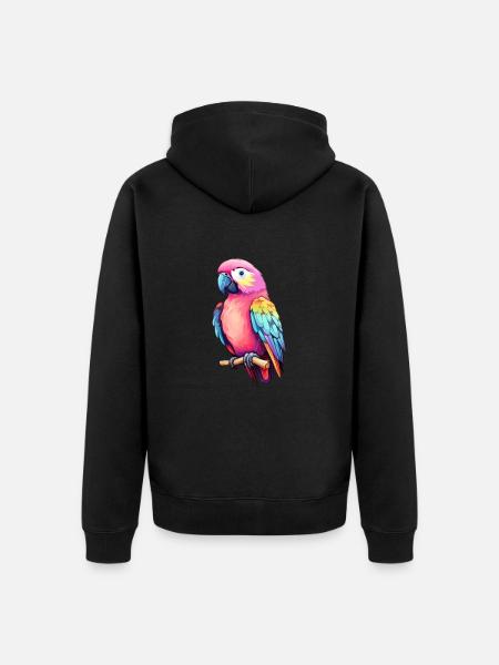 Vogel Bunter Papagei - Unisex Premium Bio Zip Hoodie - Schwarz