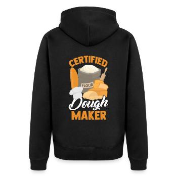 Funny Bread Baking Baker Flour - Unisex Premium Organic Zip Hoodie - black - Back - Nico (187cm)