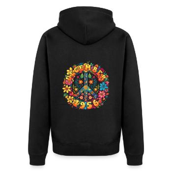 Flower Power Hippie Birthday - Décembre 1956 - Veste à capuche bio Premium Unisexe - noir - Dos - Nico (187cm)