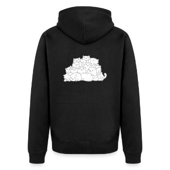 Katze - Unisex Premium Bio Zip Hoodie - Schwarz - Hinten - Nico (187cm)