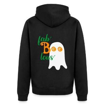 Fab-BOO-lous - Funny ghost for Halloween - Unisex Premium Organic Zip Hoodie - black - Back - Nico (187cm)