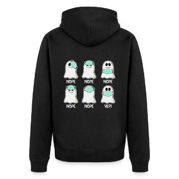 Halloween Happy: Conception de masques fantômes drôles - Veste à capuche bio Premium Unisexe - noir - Dos - Nico (187cm)
