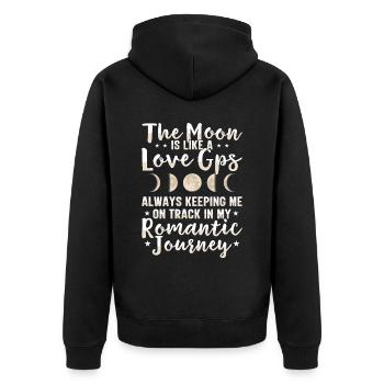 Astronomie Astronom Mondphase Romantik Sterne - Unisex Premium Bio Zip Hoodie - Schwarz - Hinten - Nico (187cm)