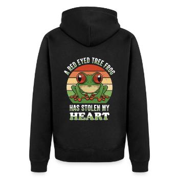 Besitzer Eines Amphibienliebhabers Mit Einem - Unisex Premium Bio Zip Hoodie - Schwarz - Hinten - Nico (187cm)