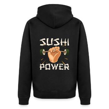Japanisches Essen Sushi Gym Nigiri Sushi Roll - Unisex Premium Bio Zip Hoodie - Schwarz - Hinten - Nico (187cm)