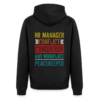 Human Resources Hr Manager Job Profession - Unisex Premium Organic Zip Hoodie - black - Back - Nico (187cm)