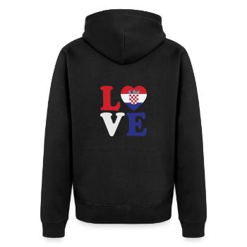 Croatia Kroatien Geschenke Damen & Herren - Unisex Premium Bio Zip Hoodie - Schwarz - Hinten - Nico (187cm)