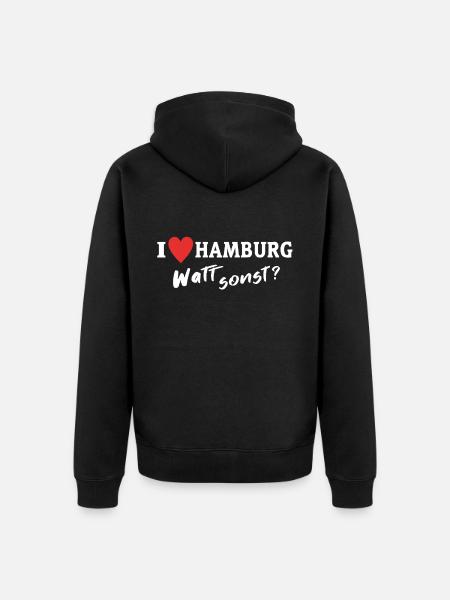 Ich Liebe Hamburg - Unisex Premium Bio Zip Hoodie - Schwarz