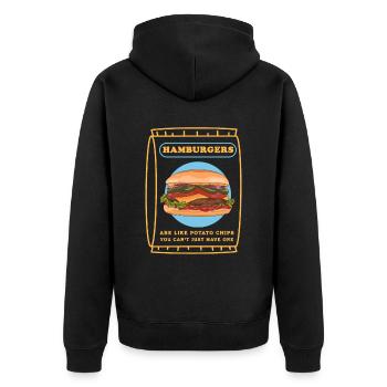 Hamburger Fastfood Burger Fast Food Geschenk - Unisex Premium Bio Zip Hoodie - Schwarz - Hinten - Nico (187cm)