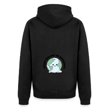Neuer Erdling im Anmarsch - Baby Ankündigung - Unisex Premium Bio Zip Hoodie - Schwarz - Hinten - Nico (187cm)