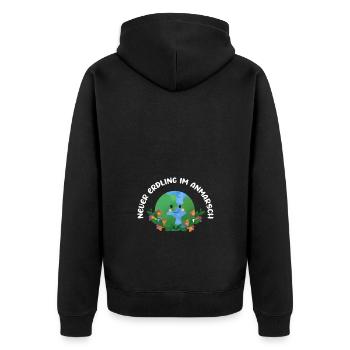 Neuer Erdling im Anmarsch - Baby Ankündigung - Unisex Premium Bio Zip Hoodie - Schwarz - Hinten - Nico (187cm)
