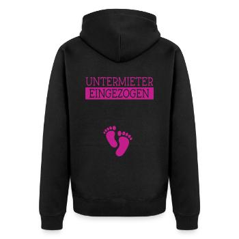 Untermieter Eingezogen - Schwanger Mama - Unisex Premium Bio Zip Hoodie - Schwarz - Hinten - Nico (187cm)