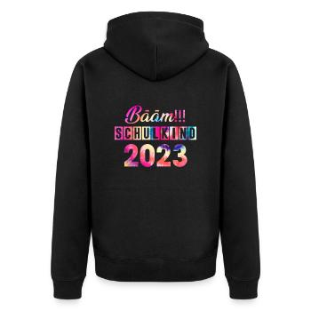 Schulkind 2023 Einschulung - Unisex Premium Bio Zip Hoodie - Schwarz - Hinten - Nico (187cm)