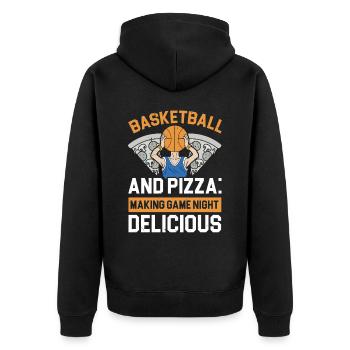 Ananas Basketball Tropische Frucht Sommer Sport - Unisex Premium Bio Zip Hoodie - Schwarz - Hinten - Nico (187cm)
