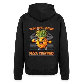 Ananas Basketball Tropische Frucht Sommer Sport - Unisex Premium Bio Zip Hoodie - Schwarz - Hinten - Nico (187cm)