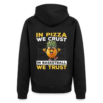 Ananas Basketball Tropische Früchte Sommer Sport - Unisex Premium Bio Zip Hoodie - Schwarz - Hinten - Nico (187cm)
