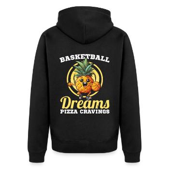 Ananas Basketball Tropische Frucht Sommer Sport - Unisex Premium Bio Zip Hoodie - Schwarz - Hinten - Nico (187cm)