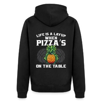 Pineapple Basketball Tropical Fruit Summer Sport - Unisex Premium Organic Zip Hoodie - black - Back - Nico (187cm)