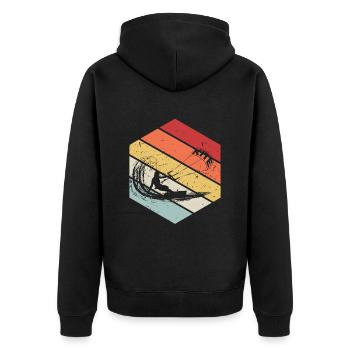 Vintage Kitesurfer - Unisex Premium Bio Zip Hoodie - Schwarz - Hinten - Nico (187cm)