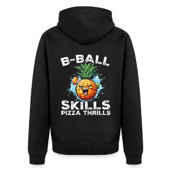 Ananas Basketball Tropische Frucht Sommer Sport - Unisex Premium Bio Zip Hoodie - Schwarz - Hinten - Nico (187cm)