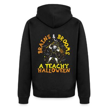 Brains & Brooms: Un tunt d’horreur éducatif d’Halloween - Veste à capuche bio Premium Unisexe - noir - Dos - Nico (187cm)